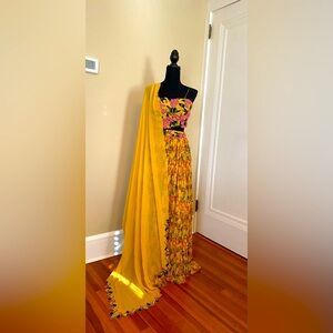 Shreya Agarwal Yellow Floral Lehanga